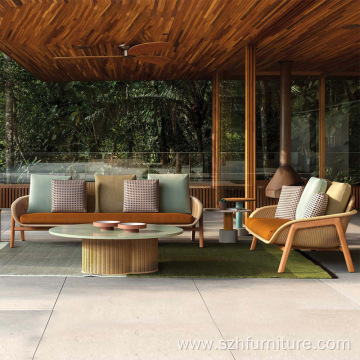 Modern European Style Leisure Garden Wooden Outdoor Sofa